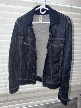 Men's Lightweight Button-Front Shirt Jacket in Dark Navy
